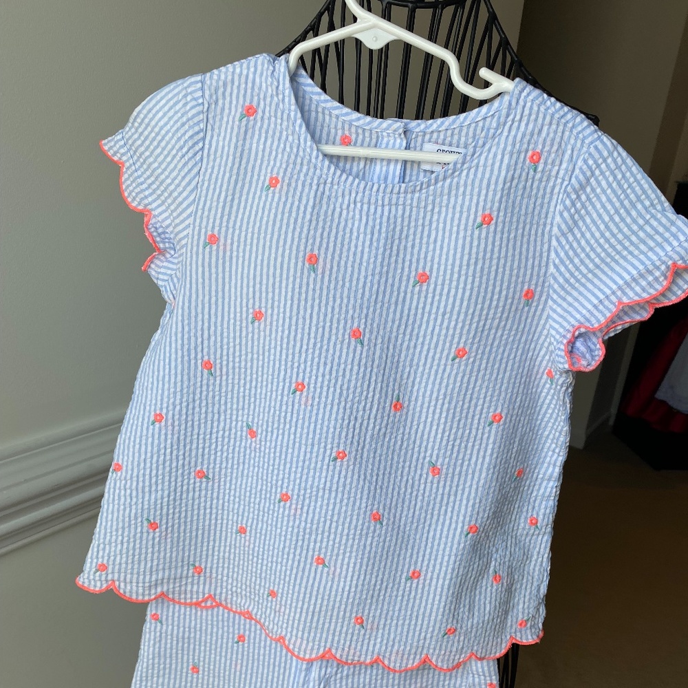 Girls seersucker short set